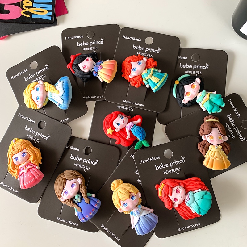 韩版公主系列儿童发夹小女孩可爱版艾莎卡通人物鸭夹宝宝发卡发饰