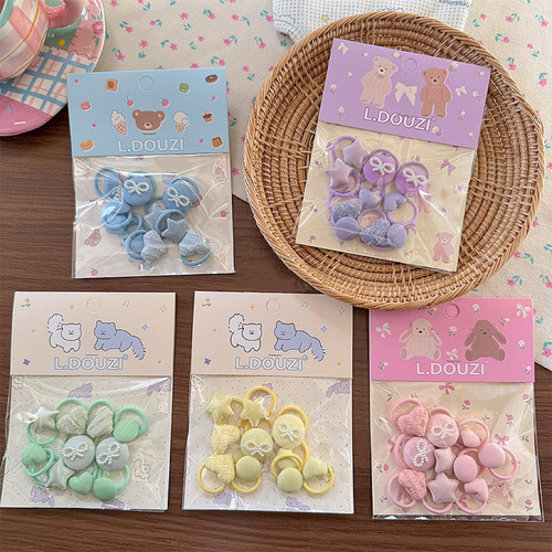 韩儿童爱心圆扣珍珠结发圈女童不伤发皮筋头绳宝宝小号揪揪拇指圈