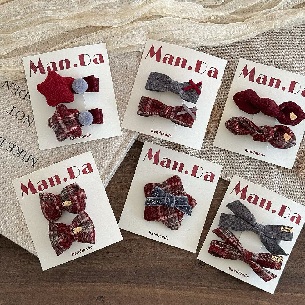 儿童丝绒蝴蝶结星星发夹女童灰红格甜美刘海夹女孩甜美岁发夹头饰,童装/婴儿装/亲子装,发饰,淘宝优惠券,粉丝福利购,淘宝优惠卷