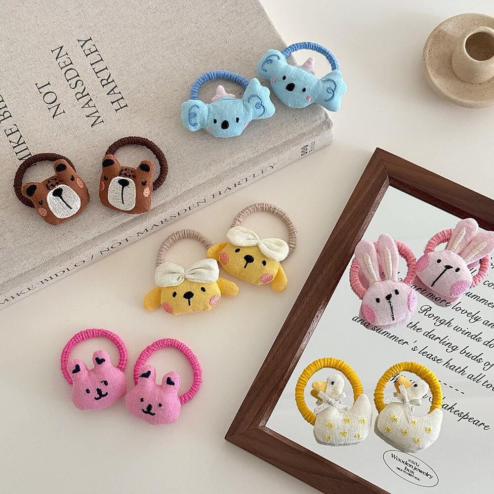 韩版女孩可爱小熊小兔发圈儿童布艺发绳女童丸子头绳学生皮筋头饰