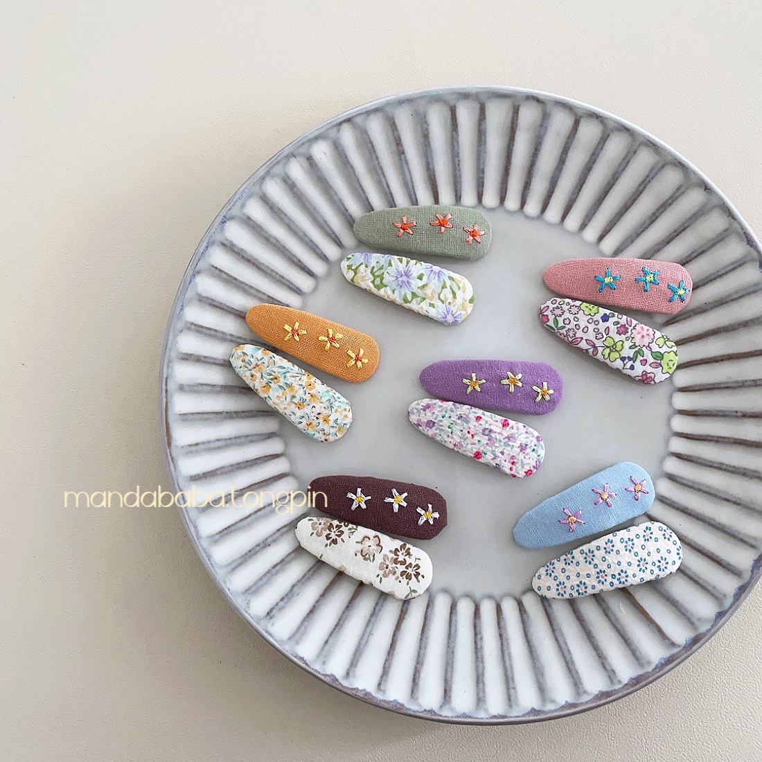 儿童碎花发夹宝宝棉麻布艺刺绣刘海夹碎发夹婴幼儿可爱小夹子发卡