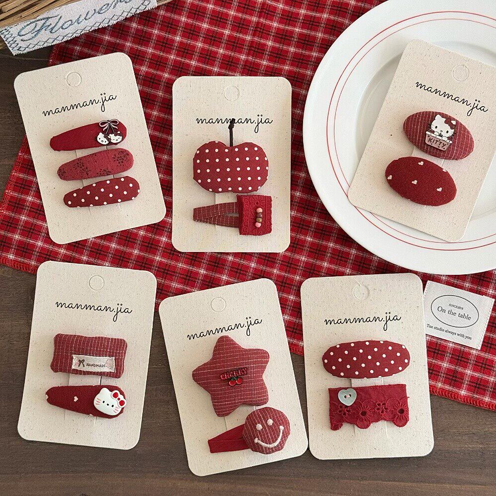 韩儿童红棉格星星发夹女童甜美猫咪BB夹女孩新年发饰甜美刘海夹子,童装/婴儿装/亲子装,发饰,淘宝优惠券,粉丝福利购,淘宝优惠卷