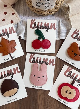 韩国皮质小熊兔兔BB夹儿童可爱樱桃松果枫叶掰掰夹女童趣味刘海夹