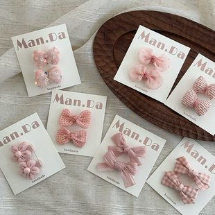 韩版婴幼儿甜美发夹宝宝不伤发全包夹粉花朵安全夹女童蝴蝶结发卡