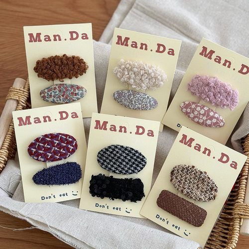 女童高级布艺BB夹儿童质感刘海发夹小女孩卷卷毛绒碎发夹少女头饰