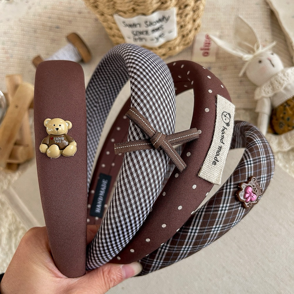 少女复古简约布艺发箍高颅顶头箍学生百搭甜美咖系大肠圈裙边头绳