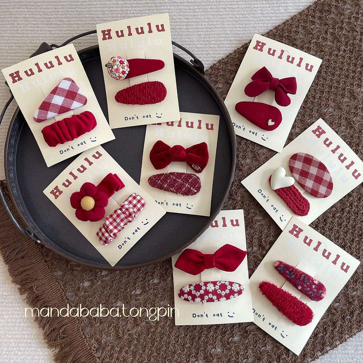 红色发饰童生日发夹包邮气质韩系