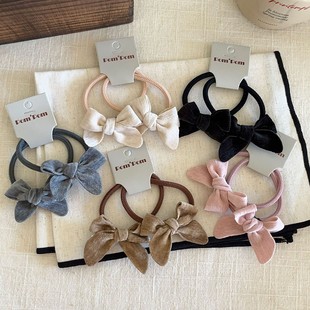 韩少女绒蝴蝶结发圈儿童发绳女孩扎头发皮筋头绳学生马尾发绳头饰