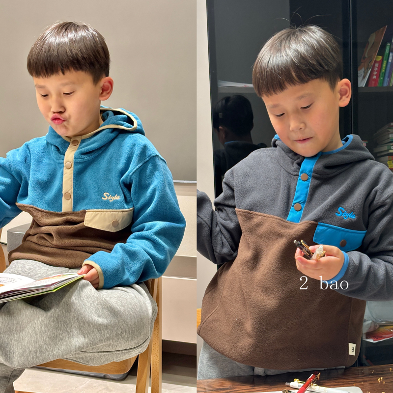 摇粒绒卫衣连帽男童冬季保暖