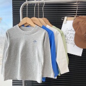 百搭纯白T恤春季 中大童内搭神器 上衣儿童圆领打底衫 新品 男童长袖