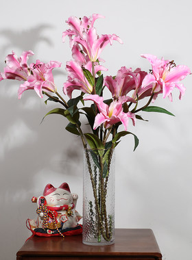 PU双花百合仿真花百合花手感花