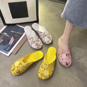 新款 包头白粉黄色 室内外防滑居家鞋 林润55卡通eva凉拖鞋 女潮夏季