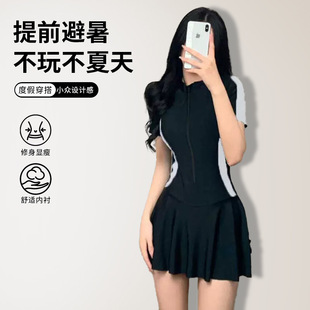 2026新款 显瘦韩国ins运动款 超仙温泉泳装 泳衣女连体保守学生裙式