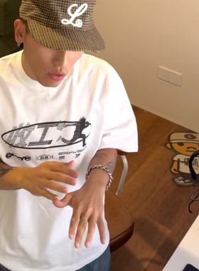 原创“收工”重磅纯棉 小领口T恤 数码直喷 亚文化男女学生短袖