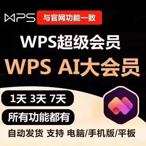 wps大会员一小时 wps大会员一天 wps ai大会员 wps会员月卡年卡