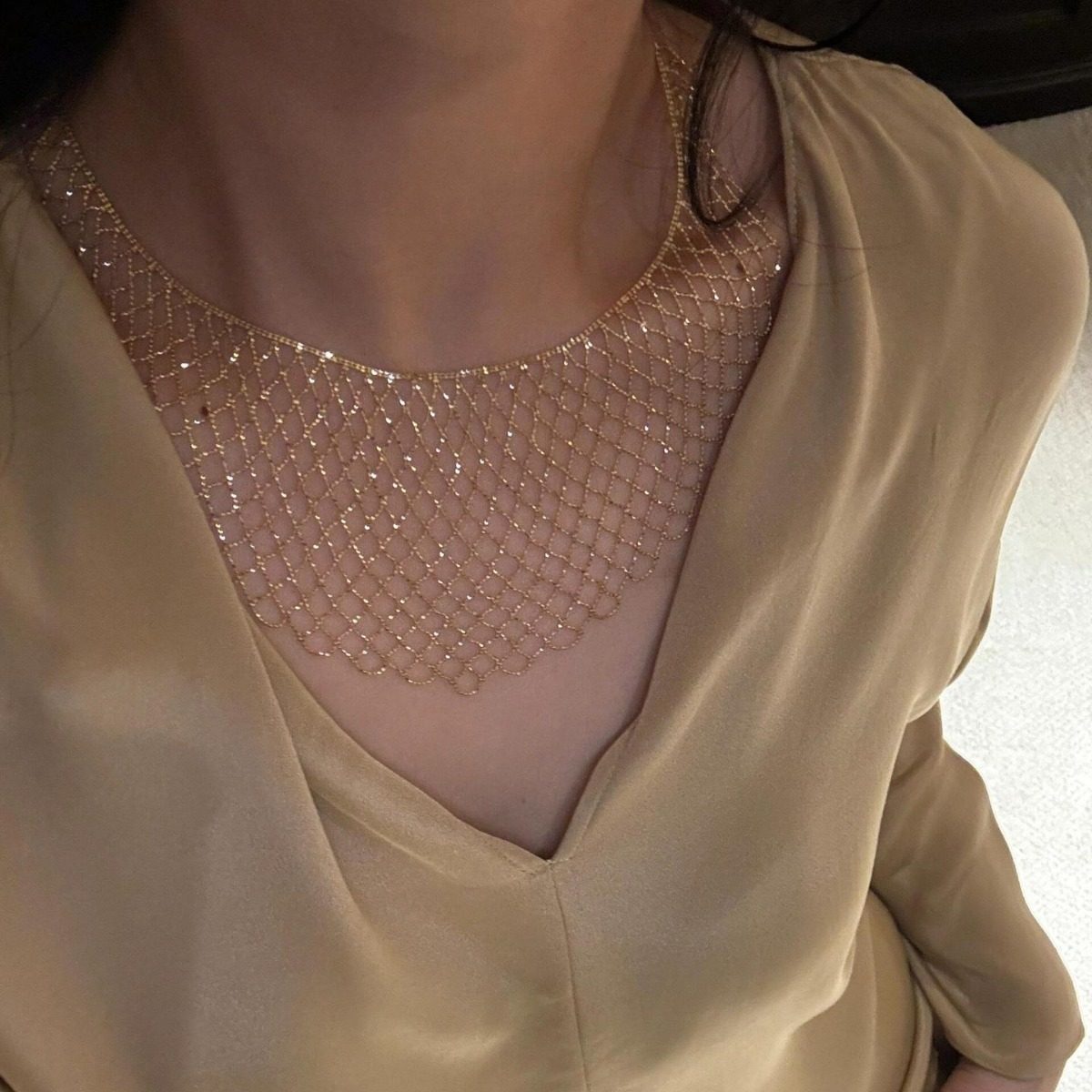 编织网纹蕾丝花边宽项链券后50元