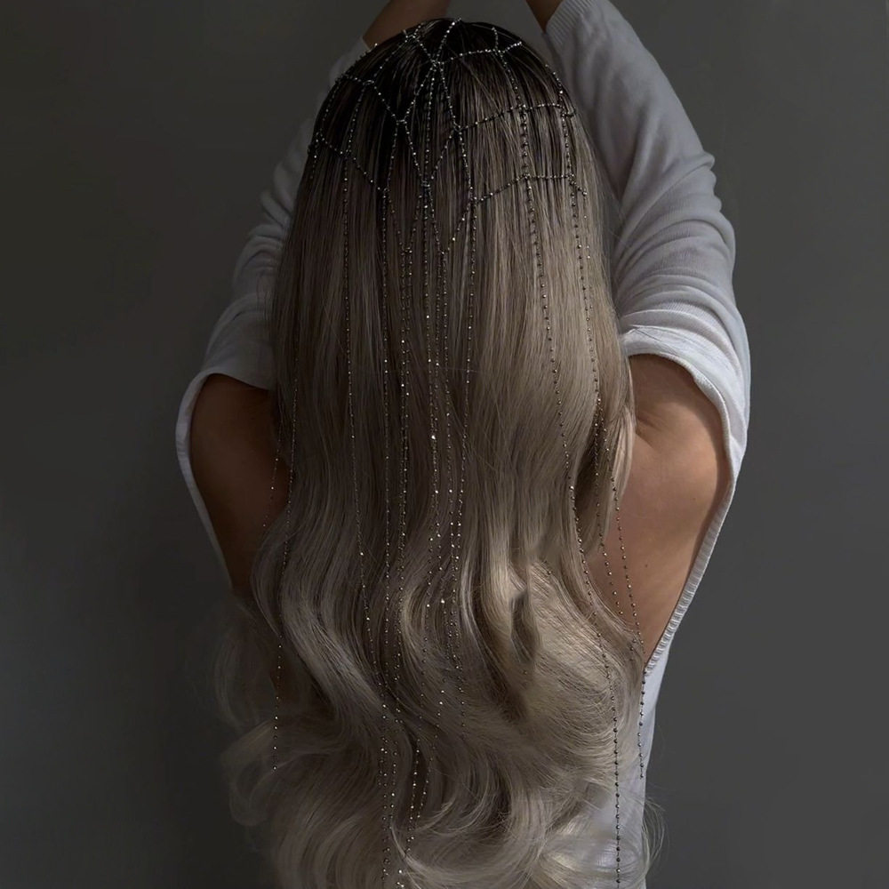 新款网状流苏发箍简约复古米珠小众设计感欧美仙女公主头饰女
