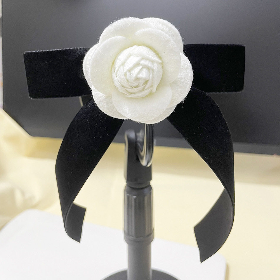 山茶花胸针复古服装配饰丝绒带蝴蝶结胸花领花别针