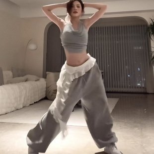 新款爵士舞屁帘荷叶边小众臀巾飘带腰巾街舞腰搭自制舞蹈腰链