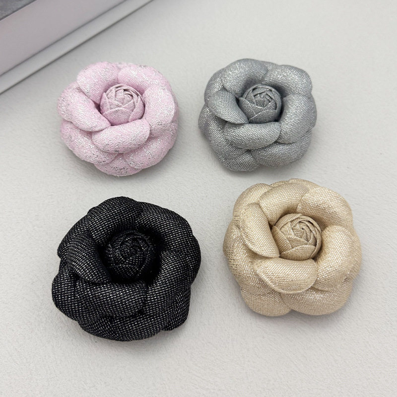 闪光丝山茶花胸花女别针配饰植物花朵胸针