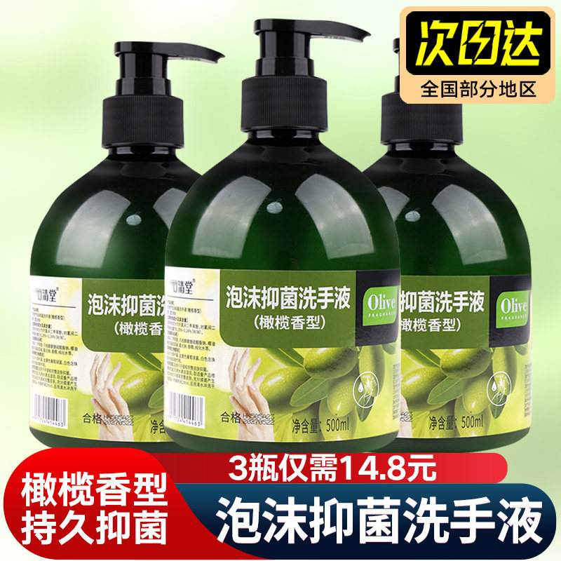 抑菌洗手液洗护清洁剂温和滋润型家用洗护液橄榄香型500ml*3瓶装,洗护清洁剂/卫生巾/纸/香薰,洗手液,淘宝优惠券,粉丝福利购,淘宝优惠卷