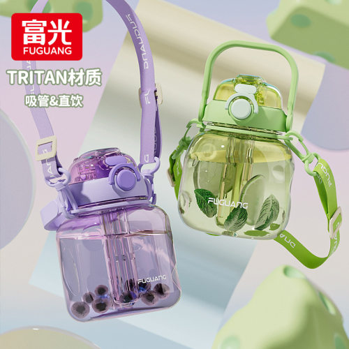 富光tritan塑料杯创意大容量大肚杯高颜值弹跳盖吸管水杯学生杯子