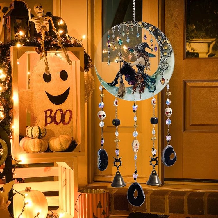 Halloween witch Agate tablets Pendant market party outdoors party holiday and vacations atmosphere room ornament Hanging decoration