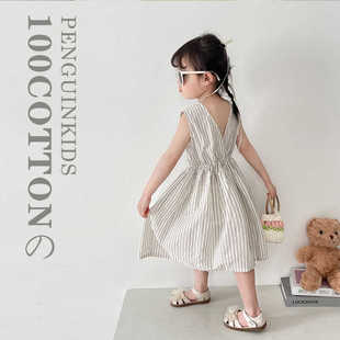 炒好看~女童连衣裙2025新款夏高级感韩版时尚潮流风无袖洋气裙子