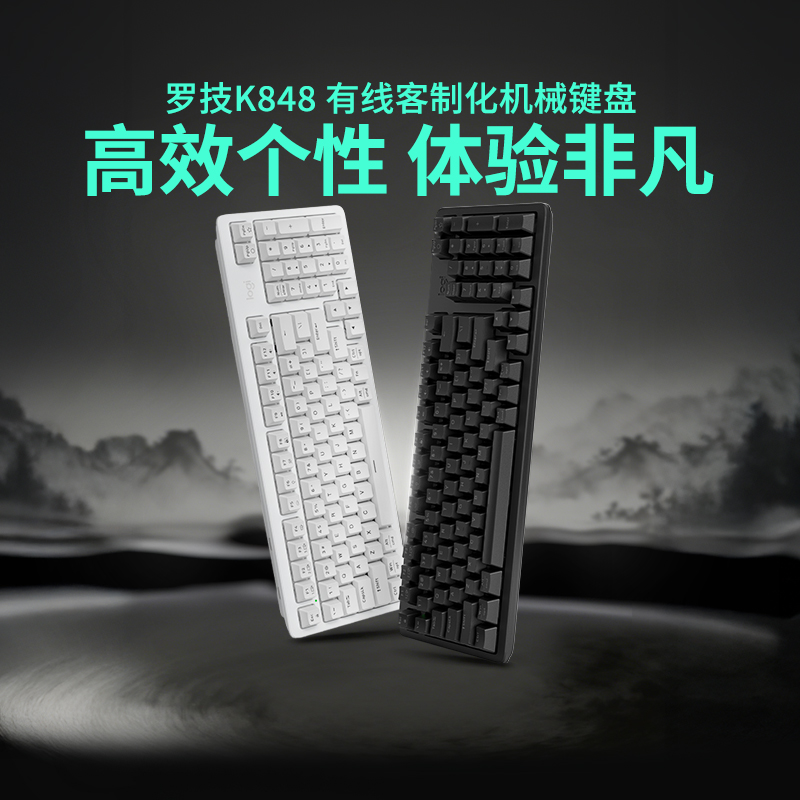 罗技K848有线机械键盘客制化PBT键帽电脑电竞办公游戏吃鸡打瓦