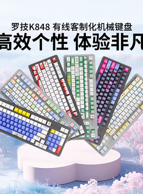 罗技K848有线机械键盘客制化PBT键帽电脑电竞办公游戏K845升级