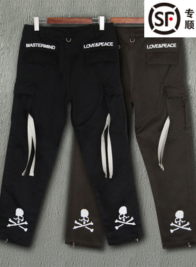 Mastermind Japan长裤19SS MMJ飘带黑色工装骷髅头暗黑风格裤子