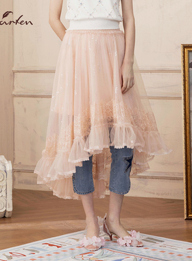 CHARFEN朝峰夏季新款浪漫蛋糕百褶裙半身裙女CFD2D181-1833E