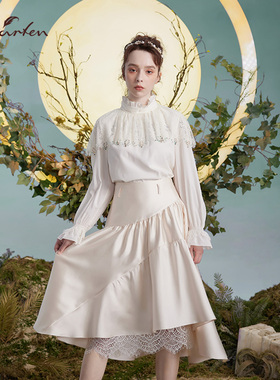 朝峰气质花边领长袖衬衫上衣女CFD3B050-0078T