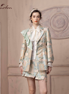 CHARFEN朝峰春气质复古宫廷风修身显瘦外套女CFD1B117-1079A