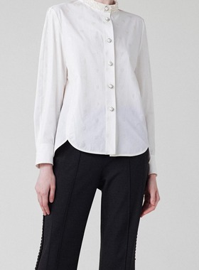 朝峰高级名媛白色钉珠百搭衬衫女CFE1B517-5022T