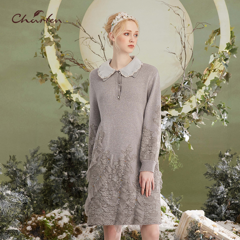 时尚轻奢气质优雅针织连衣裙女