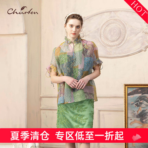 显瘦印花宽松短袖上衣女