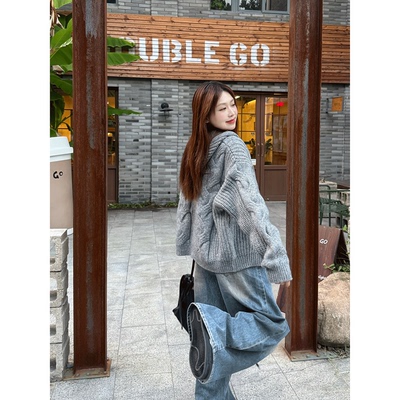 加厚连帽针织开衫女2025秋冬