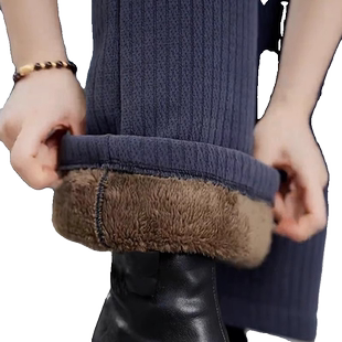 加绒加厚窄版阔腿裤女秋冬新款宽松显瘦直筒裤雪尼尔保暖休闲裤潮