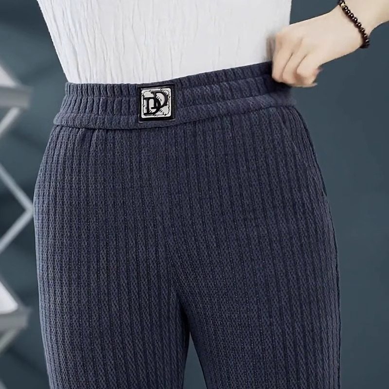 加绒加厚窄版阔腿裤女秋冬新款宽松显瘦直筒裤雪尼尔保暖休闲裤潮