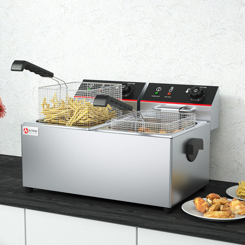 油炸锅商用电炸炉单缸炸薯条8l 8l油条机炸串炸鸡排机双缸大容量