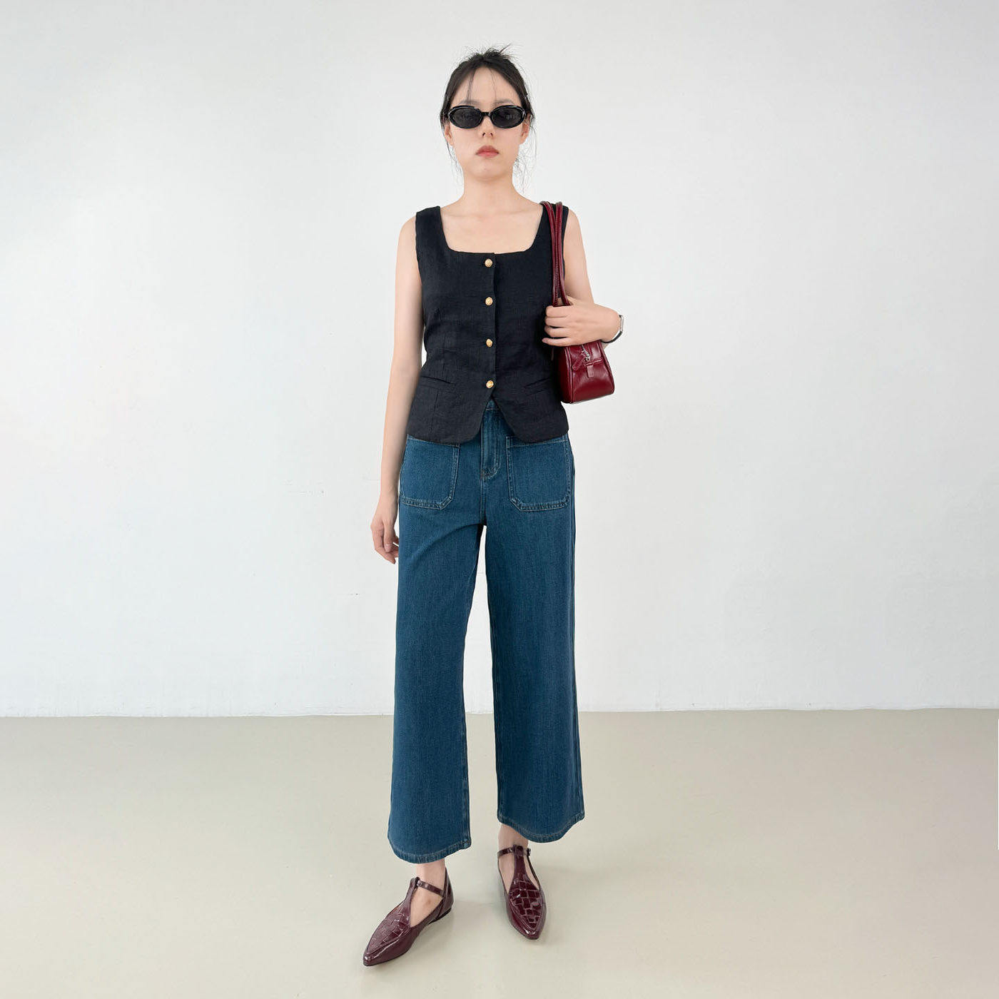 【法式复古】双口袋牛仔裤女2025秋季新品高腰显瘦宽松阔腿裤九分,女装/女士精品,牛仔裤,淘宝优惠券,粉丝福利购,淘宝优惠卷