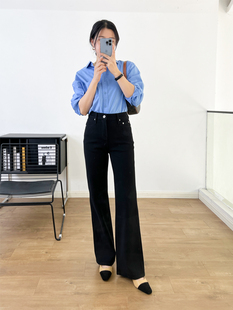 四面弹微喇叭牛仔裤2025秋冬款复古高腰显瘦弹力黑色喇叭裤女长裤