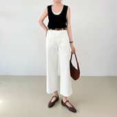 白色牛仔裤 优雅 女夏季 薄款 九分裤 2026高腰显瘦宽松阔腿裤 法式