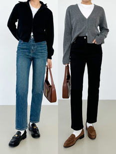 王大姑/黑色牛仔裤女2026春烟管裤高腰显瘦弹力小个子直筒裤九分