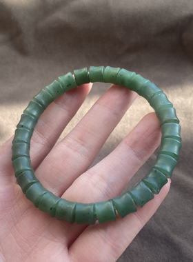 俄罗斯料菠菜绿碧玉7mm竹节手串