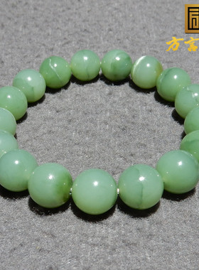 碧玉粉青一线天猫眼卡12mm手串