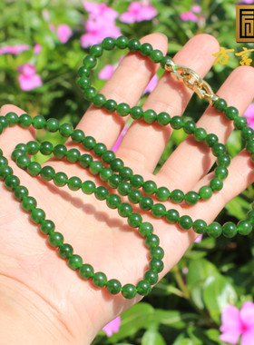 方言和田玉俄细腻辣阳绿碧玉手串