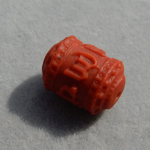 方言和田玉天然四川凉山柿红南红玛瑙精雕六字真言DIY配饰桶珠A2