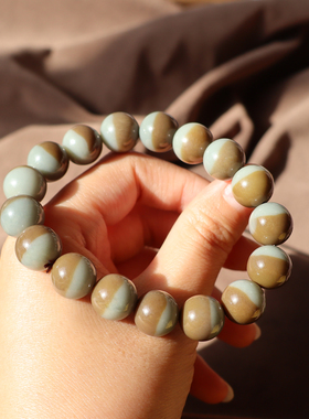 放巨漏方言和田玉新疆且末料雾霾蓝带糖聚宝盆12mm圆珠手链手串A2